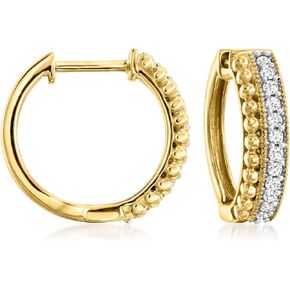 Ross-Simons 0.25 ct. t.w. Diamond Beaded Double-Row Hoop Earrings in 18kt Gold Over Sterling in Saudi Arabia
