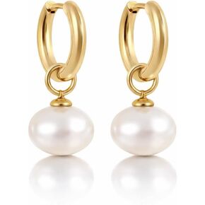 أقراط اللؤلؤ للنساء | مجوهرات ذهبية مقاومة للماء وخالية من التشويه | أقراط هوجي للنساء | أقراط مضادة للحساسية | مطلية بالذهب عيار 18 قيراطًا بتقنية PVD | أقراط الذهب | هوجي هوبس in Kuwait