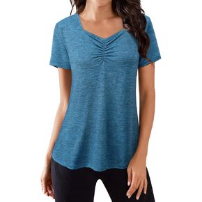 Vldnery Women's Yoga Top Square Neck Loose Fit Athletic Moisture Wicking Quick Dry Running Workout Top in Kuwait