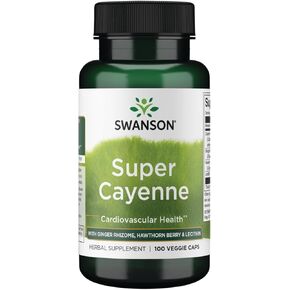 Swanson Super Cayenne - with Ginger Rhizome, Hawthorn Berry & Lecithin 100 Veg Caps in Kuwait