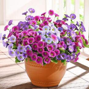 زهور صناعية من Waipfaru للنباتات الصناعية في الهواء الطلق، زهور صناعية مقاومة للأشعة فوق البنفسجية في الهواء الطلق، زهرة الأقحوان الحريرية الصفراء الواقعية للأمهات المزيفة للشرفة الأمامية الربيعية وديكور الفناء المنزلي، 6 حزم in Kuwait