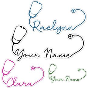 Custom Name Sticker with Medical Stethoscope | Personalized Monogram Decals for Labeling Water Bottles, Phones, Laptops | Ideal Gift for Medical Professionals, Nurses, Doctors in Kuwait