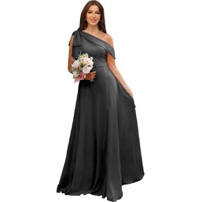 homdor One Shoulder Bridesmaid Dresses 2026 Long for Women Chiffon Formal Dresses A Line Pleated Evening Gown with Bow in Kuwait
