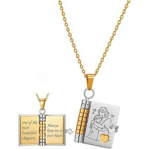 Granddaughter Necklace Book, Stainless Steel Adjustable Chapter Book Locket Necklace for My Grand Daughter Treasured Gift in Kuwait