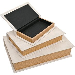 Modern Faux Shagreen Leather Decorative Book Boxes Set of 3 - Wooden Book Shaped Hidden Storage Boxes for Home Decor, Coffee Table, Shelf Organizer, Secret Storage (13",10",8") in Kuwait
