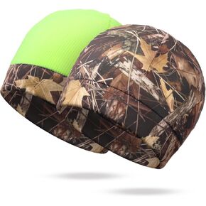Ramede 1 Pcs Camouflage Hunting Reversible Hat Windproof Beanie Hat Fluorescent Green Fleece Cap Warm Winter Cap for Fishing Hunting Camping Outdoor Men Women in Kuwait