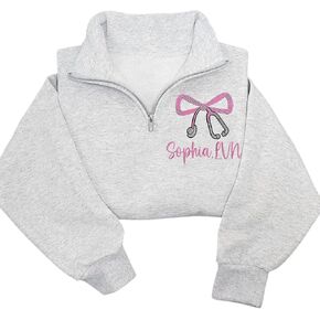 Chillever Personalized Embroidered LVN Quarter Zip Sweatshirt – Personalized Licensed Vocational Nurse Pullover – Nursing Apparel – Graduation Gift 2025 – Healthcare Worker Appreciation Clothing in Kuwait