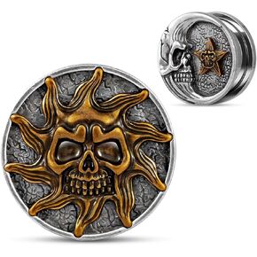 COOEAR Stainless Steel Ear Gauges Flesh Plugs and Tunnels Piercing Expander, Sun and Moon Matched Stretchers. in Saudi Arabia