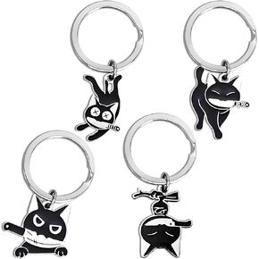 4 PCS Car Keychain, Funny Cat Keychain Interior Accessories for Daily Use in Kuwait