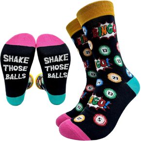 ZHANTUONE Shake Those Balls Novelty Funny Fashion Breathable Casual Cotton Socks, Unisex Cozy Knitted Crew Socks, Gifts for Bingo Lovers Player Mom Sisters Friends Coworker, Bingo Game Gifts in Saudi Arabia