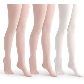 3 Pack Girls' 50D Ultra Soft Ballet Tights, Stretchy Opaque Footed Dance Stocking for Toddlers & Kids in Kuwait