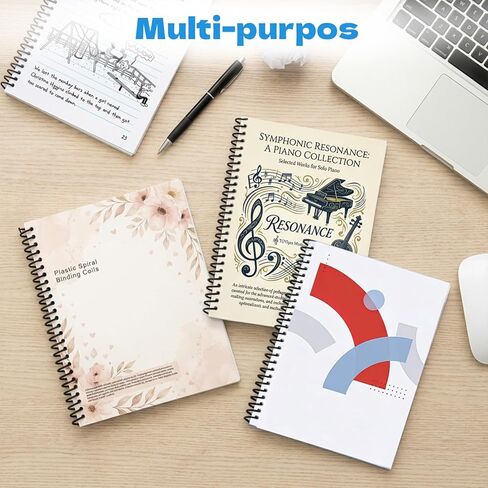 50 حزمة من ملفات التجليد الحلزونية 4:1 درجة، مجموعة ملفات تجليد بلاستيكية سوداء - 5 أحجام (1/4، 5/16، 3/8، 1/2، 3/4 بوصة) مجموعة مختلطة، ملف حلزوني للمستندات بحجم الحروف in Kuwait