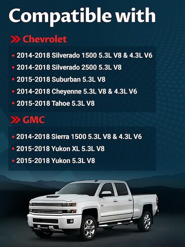 Set of 8 Fuel Injectors 12668390 FJ1217 Compatible with Silverado 1500 2500 Tahoe Suburban Cheyenne & Sierra 1500 Yukon, Fit V6 4.3L/V8 5.3L 2014 2015 2016 2017 2018 in Kuwait