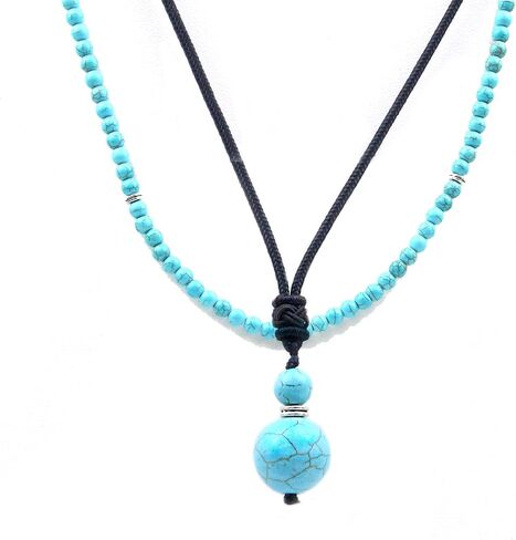 قطعتين من قلادة سبج أسود - قلادة مطرزة للرجال - قلادة حماية للرجال قلادات خرز سبج قلادة مجوهرات هدايا للرجال in Kuwait