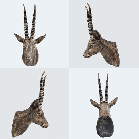 17.7x8.2-Inch Faux Antelope Head Wall Decor Sculpture Vintage Home Art Animal Gazelle Statue for Living Room Office Bedroom for Men Women Christmas Gift in Saudi Arabia
