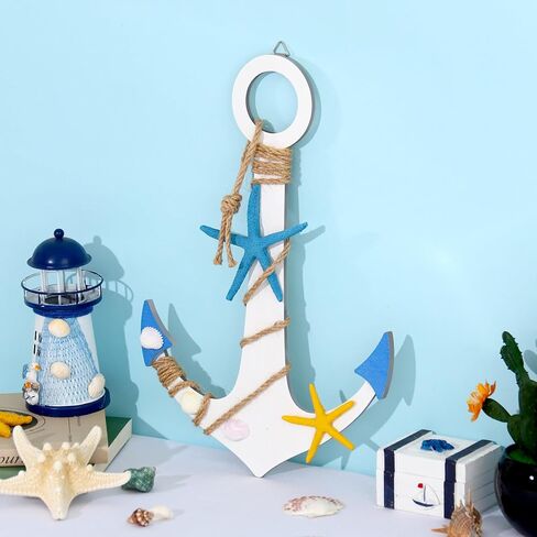 Zzbakress Wooden Nautical Anchor Decor Nautical Wall Art Vintage Wall Art Nautical Bathroom Decor Boat Decoration for Home Living Room Bedroom Bathroom (Vintage) in Saudi Arabia