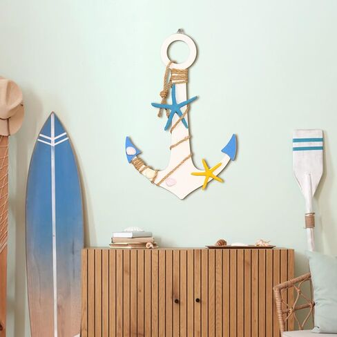 Zzbakress Wooden Nautical Anchor Decor Nautical Wall Art Vintage Wall Art Nautical Bathroom Decor Boat Decoration for Home Living Room Bedroom Bathroom (Vintage) in Saudi Arabia