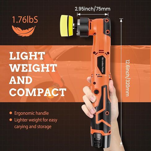 ملمع صغير 3 بوصة، ملمع سيارة صغير لاسلكي 12 فولت مع قطعتين بطاريات 2.3 أمبير ولوحة دعم 1/2/3 بوصة، يعمل كملمّع عازل DA & RO لتلميع السيارة وتفصيل الشمع in Kuwait