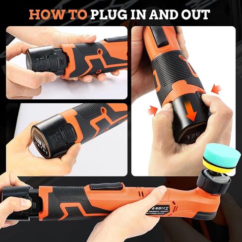 ملمع صغير 3 بوصة، ملمع سيارة صغير لاسلكي 12 فولت مع قطعتين بطاريات 2.3 أمبير ولوحة دعم 1/2/3 بوصة، يعمل كملمّع عازل DA & RO لتلميع السيارة وتفصيل الشمع in Kuwait