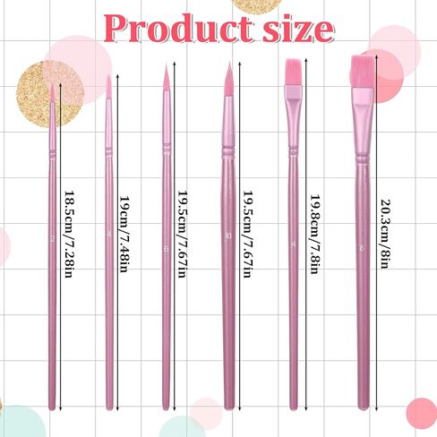 6 PCS Nylon Paint Brushes for Paint by Number Acrylic Pink Face Painting Brushes Watercolor Nylon Hair Art Brush for Acrylic Oil Canvases Rock Body Face Nail in Saudi Arabia
