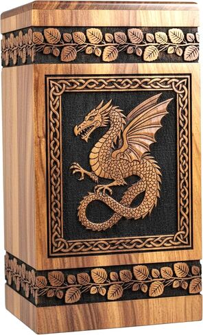 Handcrafted Rosewood Dragon Cremation Urn – Memorial Keepsake Box, Wooden urn for Human Ashes in Saudi Arabia