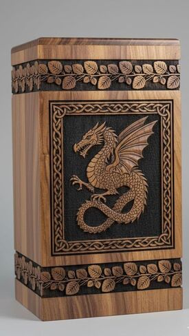 Handcrafted Rosewood Dragon Cremation Urn – Memorial Keepsake Box, Wooden urn for Human Ashes in Saudi Arabia