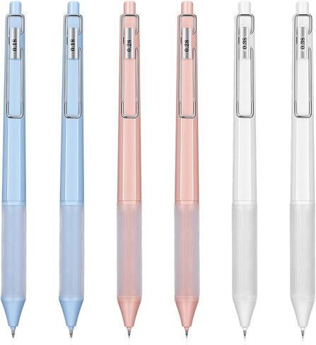 6Pcs Gel Pen Set Quick Dry Black Ink Pens 0.18/0.28/0.38mm Fine Point Smooth Writing Pens High-End Series Ballpoint with Silicone Grip for Office School Supplies Journaling Sketching Drawing in Saudi Arabia
