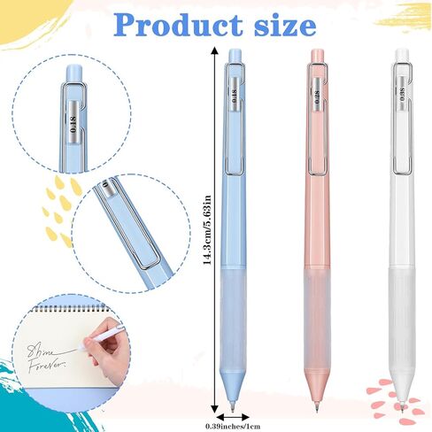 6Pcs Gel Pen Set Quick Dry Black Ink Pens 0.18/0.28/0.38mm Fine Point Smooth Writing Pens High-End Series Ballpoint with Silicone Grip for Office School Supplies Journaling Sketching Drawing in Saudi Arabia