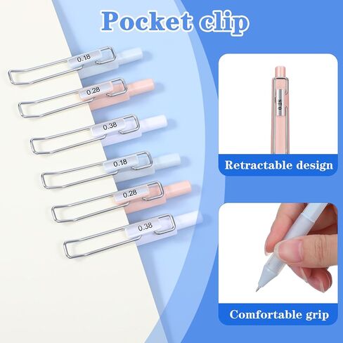 6Pcs Gel Pen Set Quick Dry Black Ink Pens 0.18/0.28/0.38mm Fine Point Smooth Writing Pens High-End Series Ballpoint with Silicone Grip for Office School Supplies Journaling Sketching Drawing in Saudi Arabia