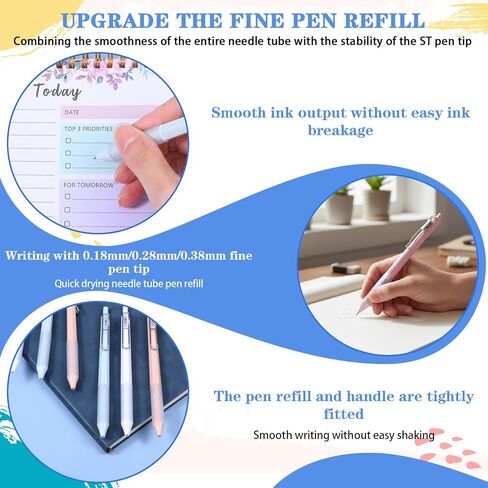 6Pcs Gel Pen Set Quick Dry Black Ink Pens 0.18/0.28/0.38mm Fine Point Smooth Writing Pens High-End Series Ballpoint with Silicone Grip for Office School Supplies Journaling Sketching Drawing in Saudi Arabia
