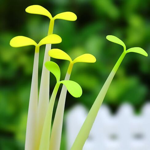 8 Pack Sprout Gel Pens, Yellow Seedling Pens Green Grass plant Pen Fresh floral Pen Bendable Design 0.5mm Fine Point Black Ink, Kawaii Novelty Stationery for Journaling Office Supplies in Kuwait
