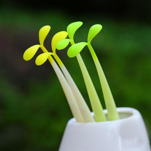 8 Pack Sprout Gel Pens, Yellow Seedling Pens Green Grass plant Pen Fresh floral Pen Bendable Design 0.5mm Fine Point Black Ink, Kawaii Novelty Stationery for Journaling Office Supplies in Kuwait