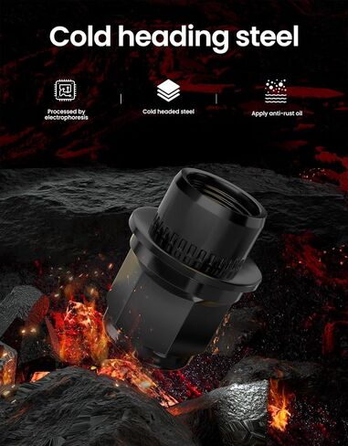 GAsupply 12x1.5 Lug Nuts Mag/Flat Seat, Closed End Black M12x1.5 Wheel Lug Nut, 1.46" 37mm Tall 13/16" 21mm Hex, 4 Pack in Kuwait