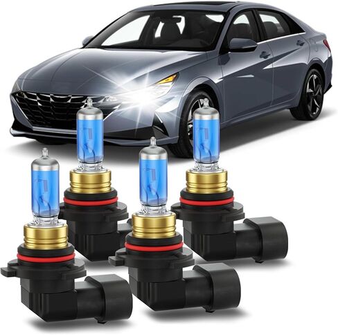 يناسب مجموعة مصابيح الهالوجين الأمامية من Hyundai Elantra 2019-2021، مصابيح أمامية فائقة السطوع 5000K بيضاء عالية الشعاع ومنخفضة الشعاع، التوصيل والتشغيل، 4 عبوات in Saudi Arabia
