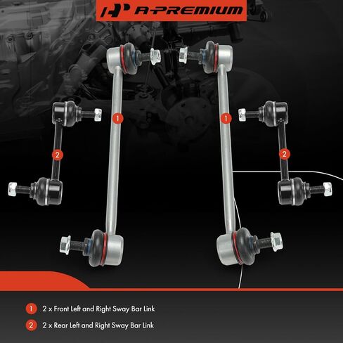 A-Premium Set of 4, Front and Rear Sway Bar Link Stabilizer Link Kit, Compatible with Kia Spectra 2004-2009, Spectra5 2005-2009 in Saudi Arabia