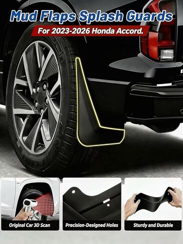 No Drill Mud Flaps for 2023-2026 Honda Accord, Heavy Duty Front & Rear All Weather Splash Guards Set for LX/SE/EX/EX-L Hybrid Sport/Sport-L Touring Models, OEM-Style Textured Black Mud Guards in Saudi Arabia
