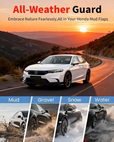 No Drill Mud Flaps for 2023-2026 Honda Accord, Heavy Duty Front & Rear All Weather Splash Guards Set for LX/SE/EX/EX-L Hybrid Sport/Sport-L Touring Models, OEM-Style Textured Black Mud Guards in Saudi Arabia