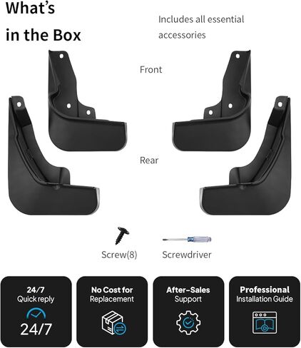 No Drill Mud Flaps for 2023-2026 Honda Accord, Heavy Duty Front & Rear All Weather Splash Guards Set for LX/SE/EX/EX-L Hybrid Sport/Sport-L Touring Models, OEM-Style Textured Black Mud Guards in Saudi Arabia