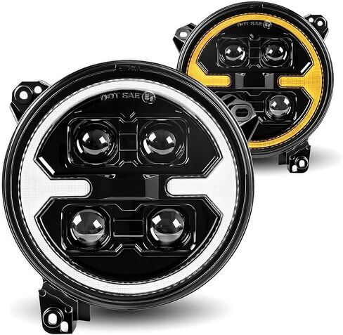 9 Inch 1000% Bright LED Headlights for Jeep Wrangler JL/JLU Unlimited 2018-2025,Gladiator JT 2019-2025,DOT Approved Black Round Front Headlights with DRL and Turn Signal in Kuwait