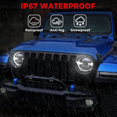 9 Inch 1000% Bright LED Headlights for Jeep Wrangler JL/JLU Unlimited 2018-2025,Gladiator JT 2019-2025,DOT Approved Black Round Front Headlights with DRL and Turn Signal in Kuwait