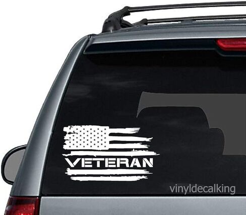 العلم الأمريكي للمحارب القدامى - ملصق فينيل لحرس السواحل التابع لقوات الجيش البحرية والقوات الجوية البحرية بالولايات المتحدة الأمريكية (6.5 بوصة × 3.7 بوصة، أبيض) in Kuwait