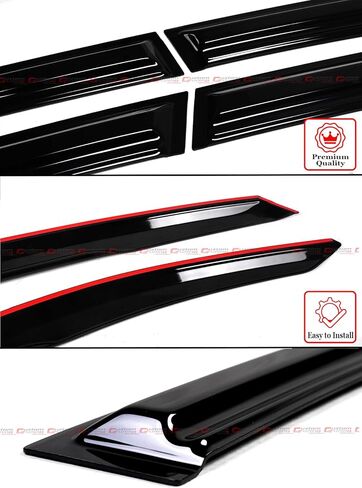 Premium KDM Style 3D Wavy Aero Sport Gloss Black Window Visor Rain Guard Deflector Compatible for 2021-2025 Hyundai Elantra in Saudi Arabia