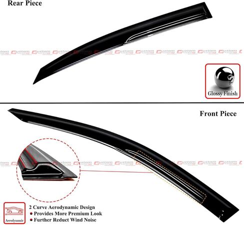 Premium KDM Style 3D Wavy Aero Sport Gloss Black Window Visor Rain Guard Deflector Compatible for 2021-2025 Hyundai Elantra in Saudi Arabia