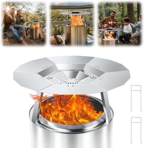 Heat Deflector for Solo Stove Bonfire, 19.5" Heat Deflector for Solo Stove Fire Pit, 304 Stainless Steel Heat Deflector with Handle for Bonfire Fire Pit, Detachable Camping Essential in Kuwait