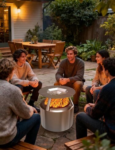 Heat Deflector for Solo Stove Bonfire, 19.5" Heat Deflector for Solo Stove Fire Pit, 304 Stainless Steel Heat Deflector with Handle for Bonfire Fire Pit, Detachable Camping Essential in Kuwait