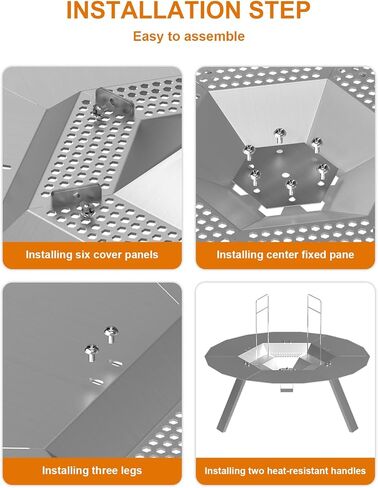 Heat Deflector for Solo Stove Bonfire, 19.5" Heat Deflector for Solo Stove Fire Pit, 304 Stainless Steel Heat Deflector with Handle for Bonfire Fire Pit, Detachable Camping Essential in Kuwait