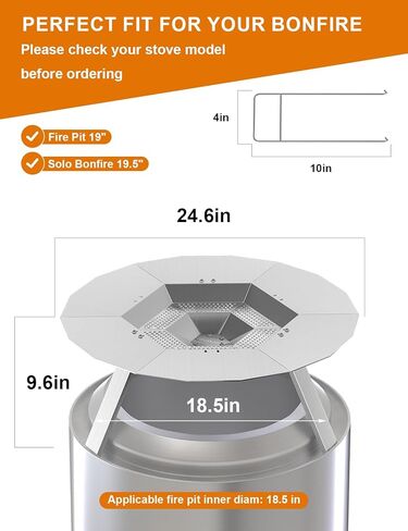 Heat Deflector for Solo Stove Bonfire, 19.5" Heat Deflector for Solo Stove Fire Pit, 304 Stainless Steel Heat Deflector with Handle for Bonfire Fire Pit, Detachable Camping Essential in Kuwait