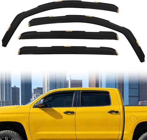 منحرف واقيات المطر للنافذة داخل القناة مناسب لـ 2007-2021 Toyota Tundra Double Cab Truck نافذة تنفيس أقنعة الرياح منحرف الملحقات 4 قطعة in Saudi Arabia