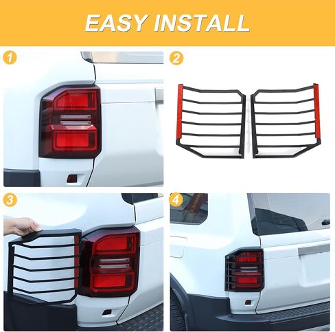 غطاء الضوء الخلفي متوافق مع Toyota Land Cruiser 250 Prado J250 LC250 2024 2025، غطاء واقي الضوء الخلفي من الفولاذ الكربوني، أسود in Saudi Arabia