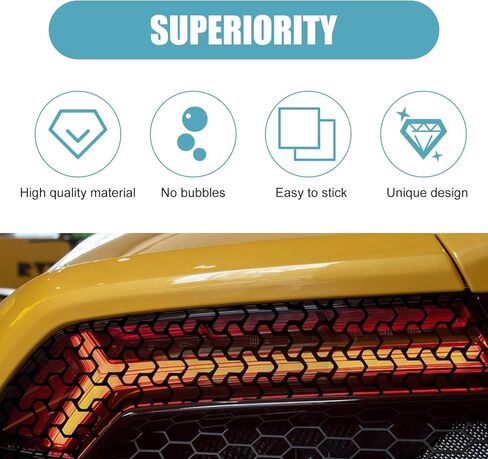 2 PCS Car Rear Tail Light Stickers, 18.9" x 11.81" Honeycomb Graphic Rear Light Lens Decal, Waterproof Taillight Tint Film Sheet, Universal for Most Cars (Black) in Saudi Arabia